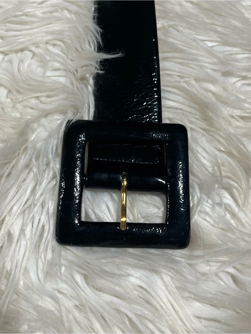 W. Kleinberg Black Patent Leather Belt with Large Square Buckle - $195